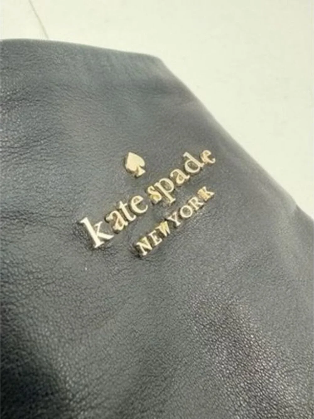 Kate Spade Black Lamb’s Leather Gloves ~ Gold Lettering Logo~ Size Small~ New